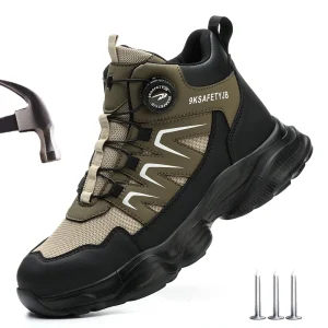 Bottone di rotazione Stivali antinfortunistici da lavoro Uomo Scarpe da lavoro con punta in acciaio Anti-smash Anti-puntura Scarpe antinfortunistiche protettive da uomo Taglia 47 48 1