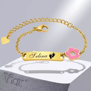 Vnox Free Custom Baby Names braccialetti ID data di nascita per ragazze ragazzi bambini, gioielli regalo neonato in acciaio inossidabile Anti allergia 1