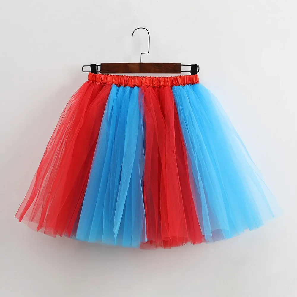 Gonna gonfia in rete per adulti Costume in tulle a blocchi di colore Abbigliamento da prestazione Abbigliamento cosplay Gonne giocose Produttore cinese 4