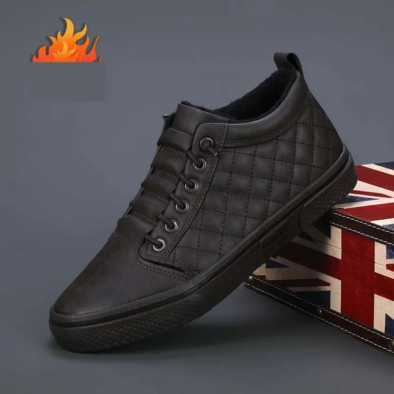 Stivali caldi da uomo comodi stivali con plateau stivali da uomo in pelle alti all'aperto moda comode scarpe da uomo impermeabili 22903 5