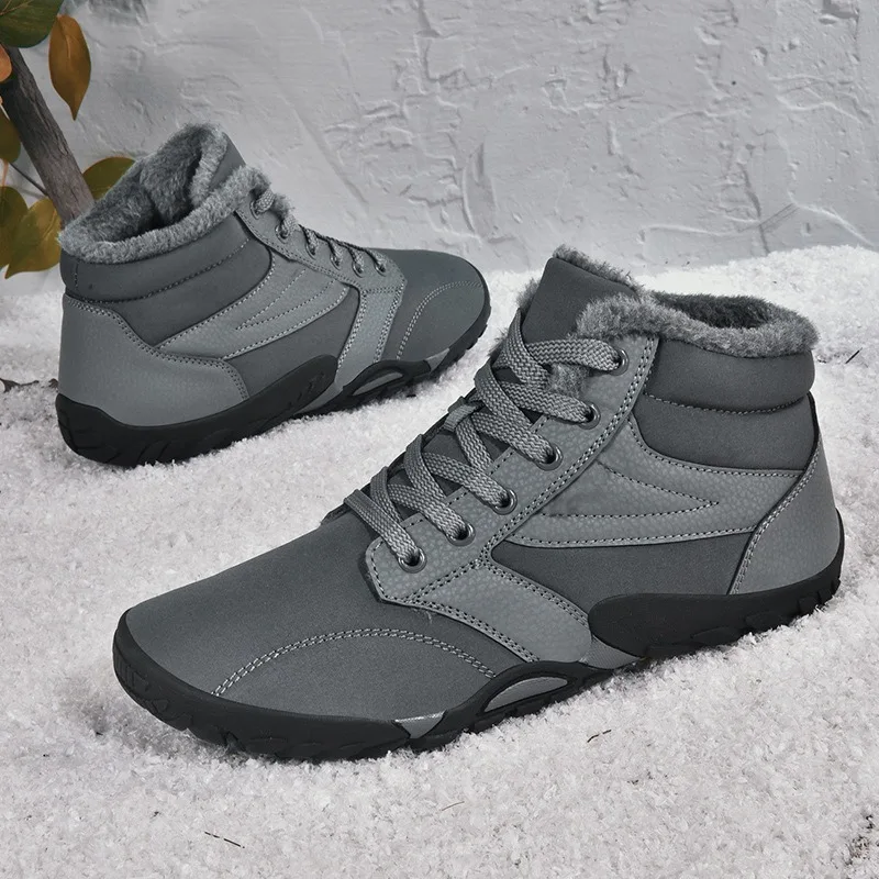 New Winter Boots for Men Snow BareFoot Outdoor Non-slip Warm Fur Casual Sneakers Plus Size Lightweight Ankle Boots Hiking Shoes 2