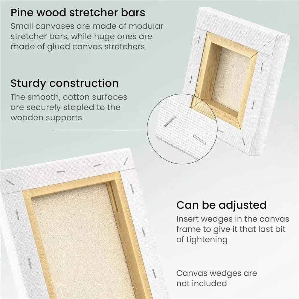 Tela bianca bianca tripla primer in puro cotone al 100%, adatta per acquerello, acquerello, artigianato e casting art 4 pezzi 6