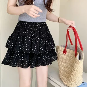 Abbigliamento donna Moda Estate Nuovo stile Vita alta Temperamento Tendenza Gonna a trapezio rotonda Gonna corta allentata Mezza gonna torta 1