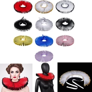 Costume teatrale oversize con colletto arricciato, rinascimentale, decorativo, staccabile, in rete, per rievocazioni quotidiane 1