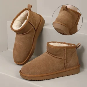 Stivali da neve di nuova moda Stivaletti in vera pelle di mucca Scarpe da donna invernali calde Suole antiscivolo Stivali da donna Senza logo 1