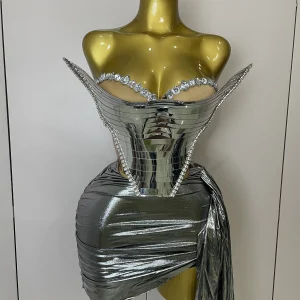 2025 scintillante oro paillettes sexy top due pezzi set donne festeggiare festa di compleanno discoteca performance ballerino spettacolo vestito di scena 1