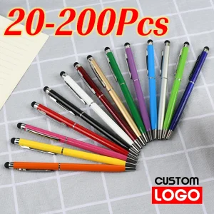 20-200 penne Ogni confezione Mini stilo in metallo 2 in 1 Penna a sfera universale Incisione di testo Logo personalizzato Penna pubblicitaria per ufficio scuola 1