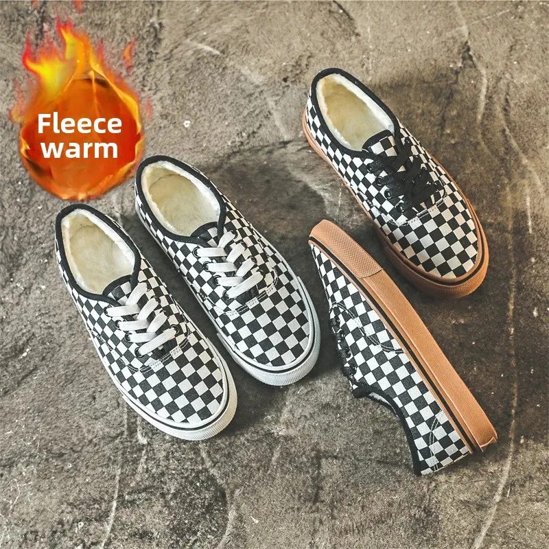 2021 Autunno/Inverno Nuovo Stile Stile Britannico Plaid Nero Bianco Plaid Testa Rotonda Versatile Fondo Piatto Scarpe Canva Per Le Donne 2