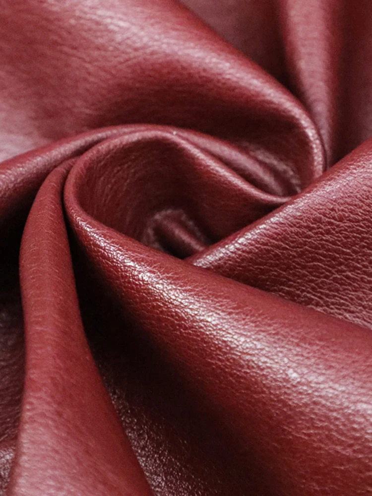 Lautaro Gonna lunga a tubino in morbida ecopelle da donna con tasche con spacco sul davanti Gonne midi a vita alta per donna gonna rosso vino 6