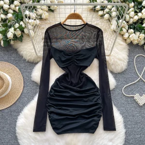 vintage Elegante abito a tubino trasparente Abiti chic Abiti da cerimonia per feste retrò alla moda da donna 1