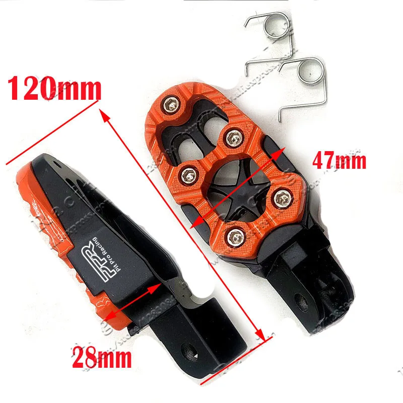 1 paio di pedali pedane universali per moto in metallo da 8 mm con molla per Dirt Pit Bike 3