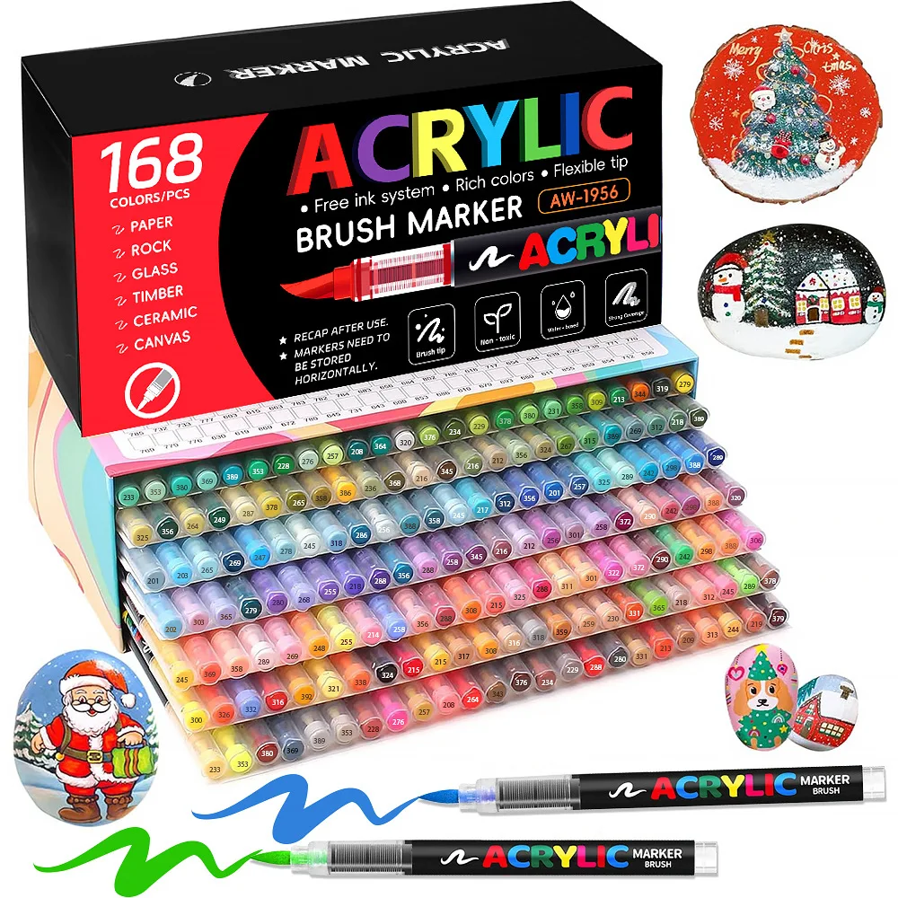 12-60 colori pennarello per vernice acrilica pennarello punta pennello pennarello per pittura su roccia legno tela pietra regalo di Natale artigianato fai da te 2