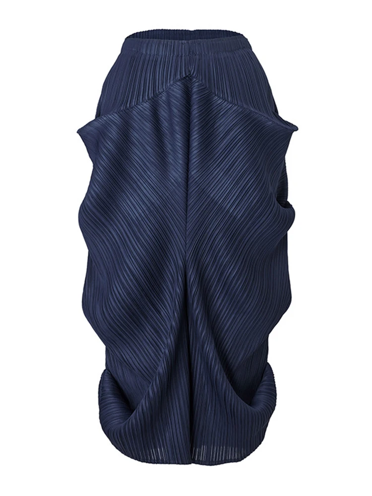 LANMREM 2025 delle nuove donne elegante design di nicchia gonna a pieghe a trapezio moda estiva irregolare elastico Wiast gonne larghe 2DB2865 6