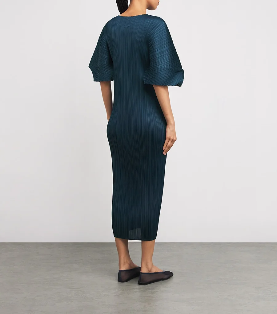 Miyake plissettato estivo nuovo abito da donna tinta unita girocollo maniche pieghevoli gonna lunga 3