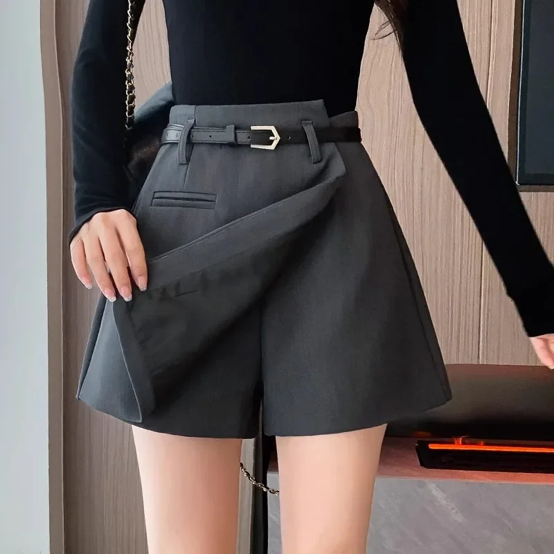 Primavera 2025 New Fashion Vita alta A-Line Minigonna Abito da donna Gonna corta Elegante gonna irregolare dimagrante Fibra di poliestere 3