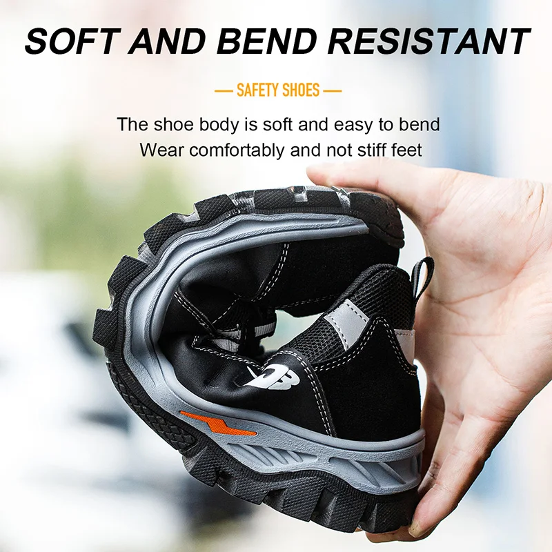 scarpe da lavoro nere antiforatura scarpe antinfortunistiche traspiranti per uomo scarpe da ginnastica da lavoro con punta in ferro scarpe da lavoro protettive antiscivolo regalo 6