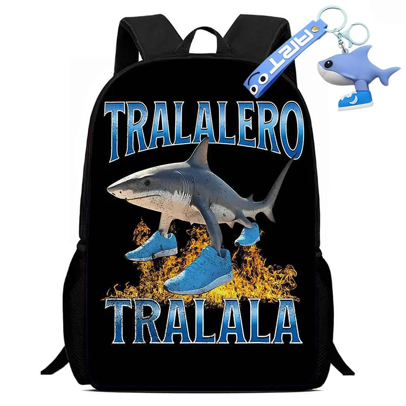 Divertente zaino da scuola italiano Brainrot Borsa da scuola impermeabile di grande capacità Elementare Tung Saur Shark per regalo per il ritorno a scuola del bambino 6