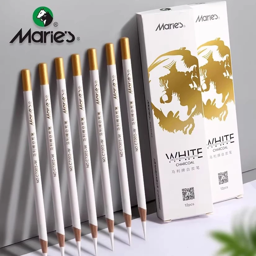 Set di matite a carboncino bianco 3/6/12 pezzi Matite per evidenziare schizzi per disegnare schizzi ombreggiatura miscelazione Forniture per artisti principianti 2