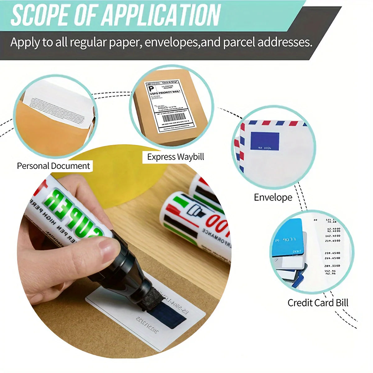 Pennarelli Jumbo, per la protezione dell'identificazione del furto d'identità, protezione del segreto e dell'indirizzo della privacy, punta a scalpello extra larga 2