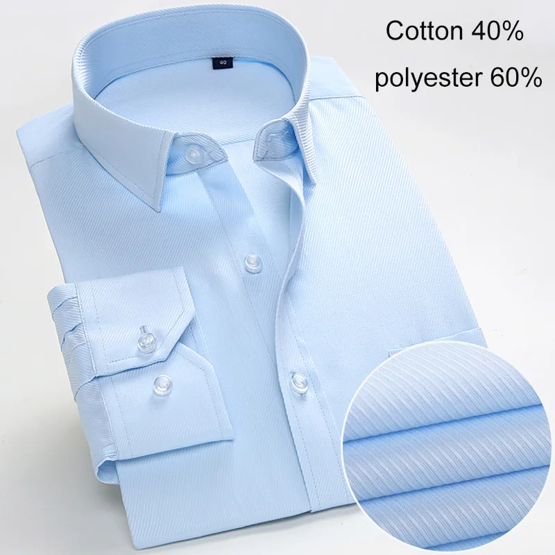 2025 Camicia a righe da uomo a maniche lunghe Business Office Abbigliamento da lavoro casual Comfort Fit Camicie classiche solide Primavera Autunno Top per uomo 1