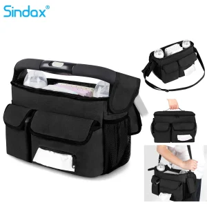 Borsa per passeggino Borsa per passeggino per bambini Borsa per mamma di grande capacità Cestino portaoggetti portatile Borsa per riporre oggetti all'aperto 1