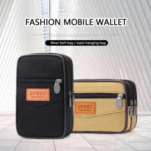 Marsupio da uomo per sport all'aria aperta Portamonete sottile in tela di moda con multi tasche Portamonete con cerniera Portamonete per monete 1