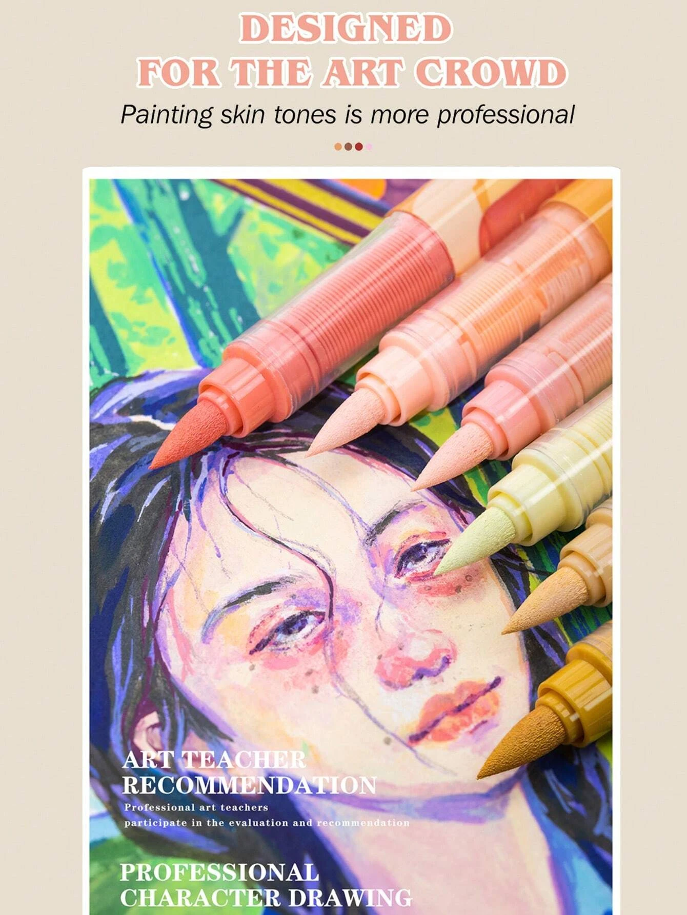 GuangNa Set di pennarelli acrilici con pennello morbido da 12-72 colori, tono della pelle, colore macaron, disegnato a mano fai da te, pennarelli per pittura artistica, GN.8201F/M 6