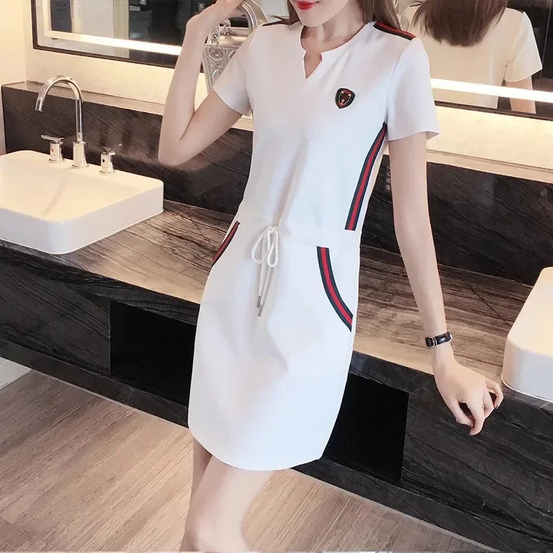 Plus Size Summer New Women's Dress Sporty Casual Belly Covering for Plump Sister Age Reduction Slimming Chinese Brand 4