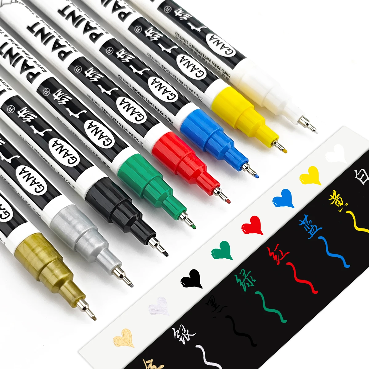 Set di penne a vernice permanente per pittura su roccia, pietra, ceramica, vetro, legno, tela Pennarelli per vernice acrilica da 0,7 mm Punta extra fine 2