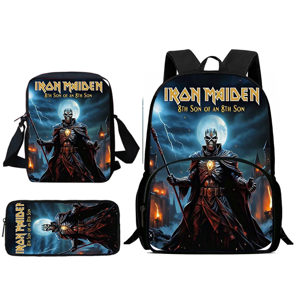 Zaini per bambini Borsa a tracolla in metallo M-maidens Band I-irons Astuccio per matite Borse da scuola di grande capacità per ragazzi e ragazze Miglior regalo 1