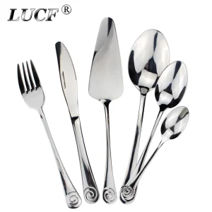 LUCF In Acciaio Inox Occidentale Pratico Piatti E Posateria con Server di Torta 6pcs Separata Resonable Posate Smalto Dello Specchio per la famiglia 1