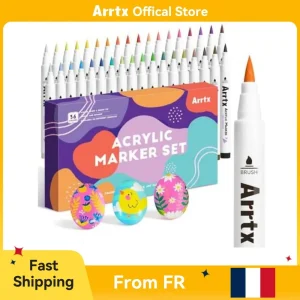 Spedizione dalla UE Arrtx Pennarello acrilico per pittura su roccia, pennarelli extra con punta a pennello, pennarelli per tessuti, vernice impermeabile 1