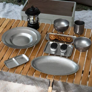 nuovo Set di posate retrò Piatti Stoviglie Ciotole Piatti da pranzo Piatti per cibo occidentale in acciaio inossidabile Vassoio per bistecche Piatto smakk Posate 1