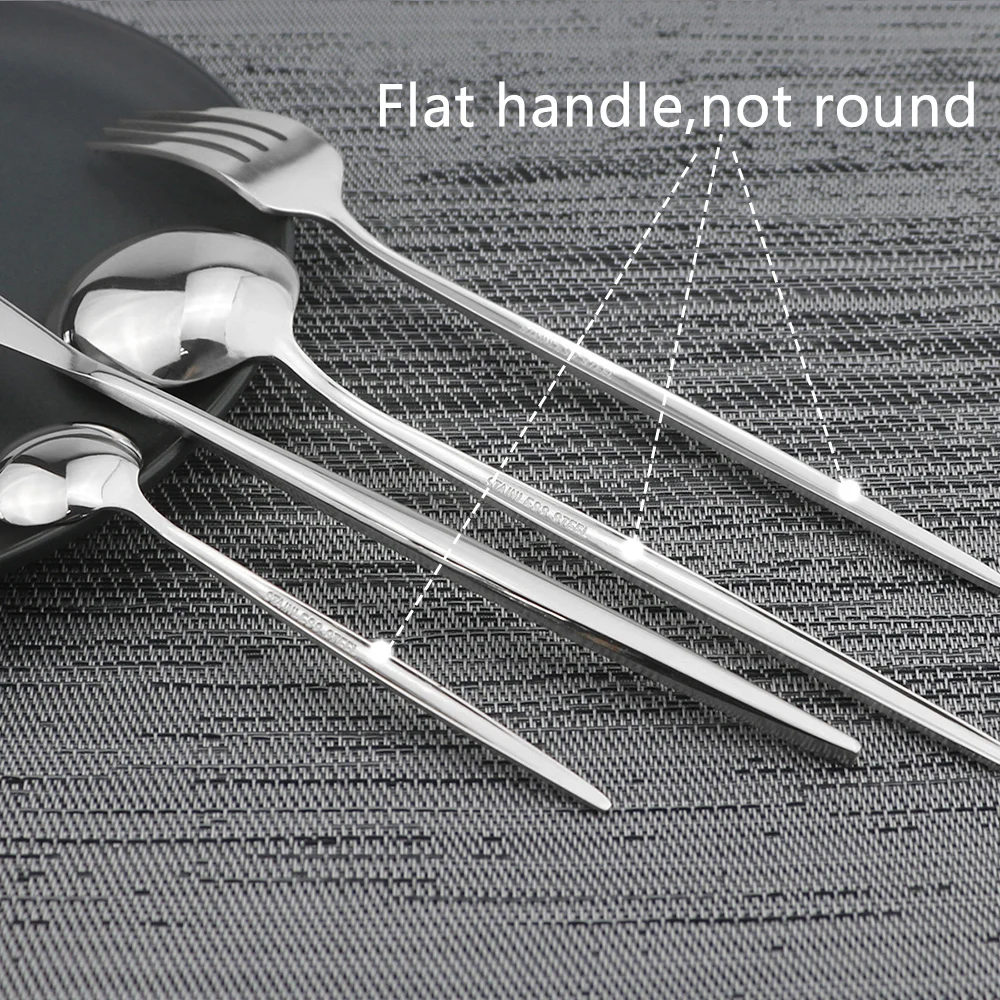 Set di posate da 24 pezzi Coltello forchetta cucchiaio in acciaio inossidabile Stoviglie Set di posate dorate nere Regalo di stoviglie da cucina per festival 6