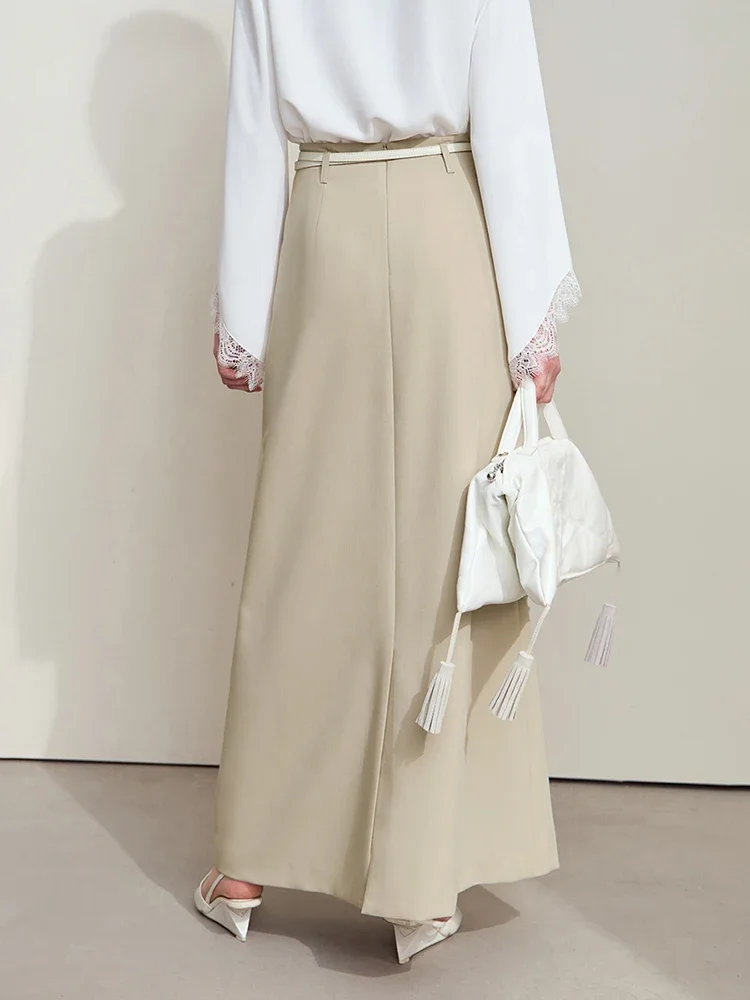 Amii Minimalista Solido Pendolari Versatile Elegante Micro Elastico Gonna Lunga 2025 Autunno delle Donne Nuova Gonna di Cotone Tessuto 12551004 3