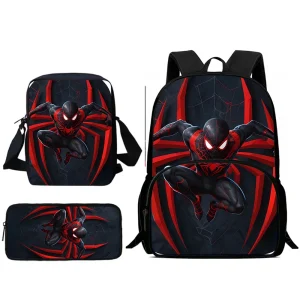 Set da pezzi anime Spiders-man Zaini per bambini Borsa a tracolla Astuccio per matite Borse da scuola per alunni di grande capacità per ragazzi e ragazze Miglior regalo 1