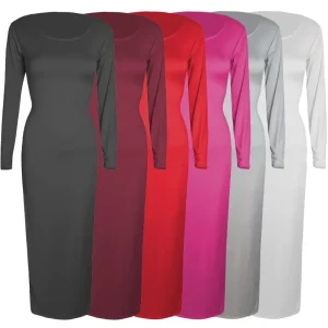 Abito sexy con scollo rotondo a maniche lunghe nero esteso Abbigliamento da donna Abito lungo dalla vestibilità comoda Stile elegante e chic del Mainland Ch 1