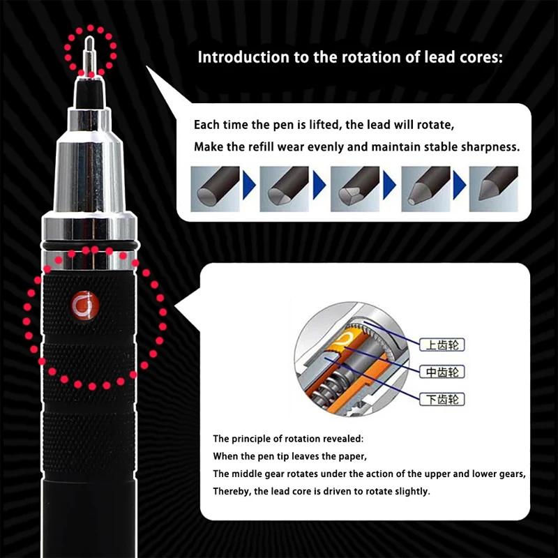 Japan UNI Kuru Toga matita meccanica Metal Handshake M5-1017 0.5mm Lead Core automatico rotante schizzo disegno cancelleria 2