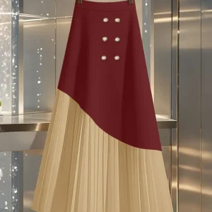 ZANZEA Gonne da donna 2025 Autunno Elegante Vita alta Ufficio Faldas Saia Pieghettato Jupes Elegante Patchwork Robe Femme Lavoro Vestito estivo 1