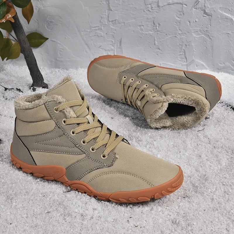 New Winter Boots for Men Snow BareFoot Outdoor Non-slip Warm Fur Casual Sneakers Plus Size Lightweight Ankle Boots Hiking Shoes 1