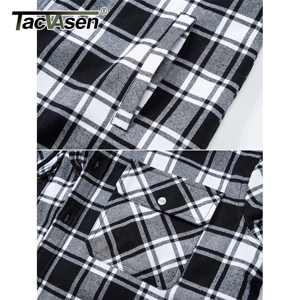 TACVASEN camicia di flanella da uomo giacca con cappuccio rimovibile Plaid trapuntato foderato cappotti invernali felpa con cappuccio spessa Outwear uomo camicie in pile 5