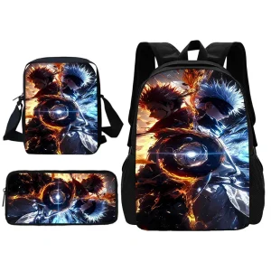 set da pezzi Jujutsu Kaisen Satoru Gojo Zaino scolastico per bambini con borsa a tracolla Borse per matite Borse da scuola per ragazzi e ragazze Miglior regalo 1