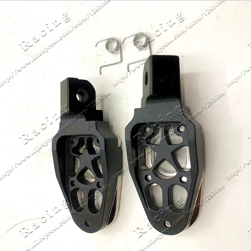 1 paio di pedali pedane universali per moto in metallo da 8 mm con molla per Dirt Pit Bike 5