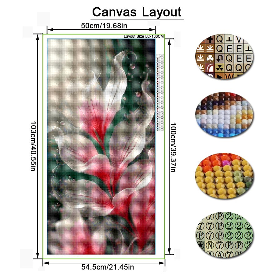Fullcang Fiori colorati Kit di pittura diamante fai da te di grandi dimensioni Pieno quadrato rotondo Trapano Mosaico Ricamo Immagine Decorazione della parete 2