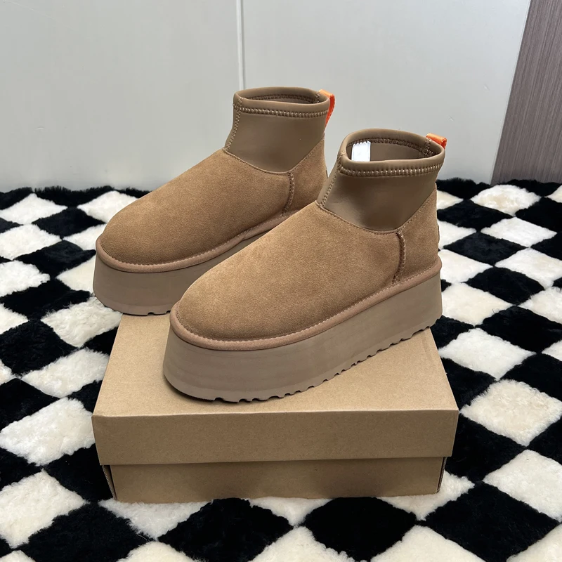 2025 stivali da neve integrati in pelle di pecora a tubo corto classici e alla moda con un bottone 35-42 6