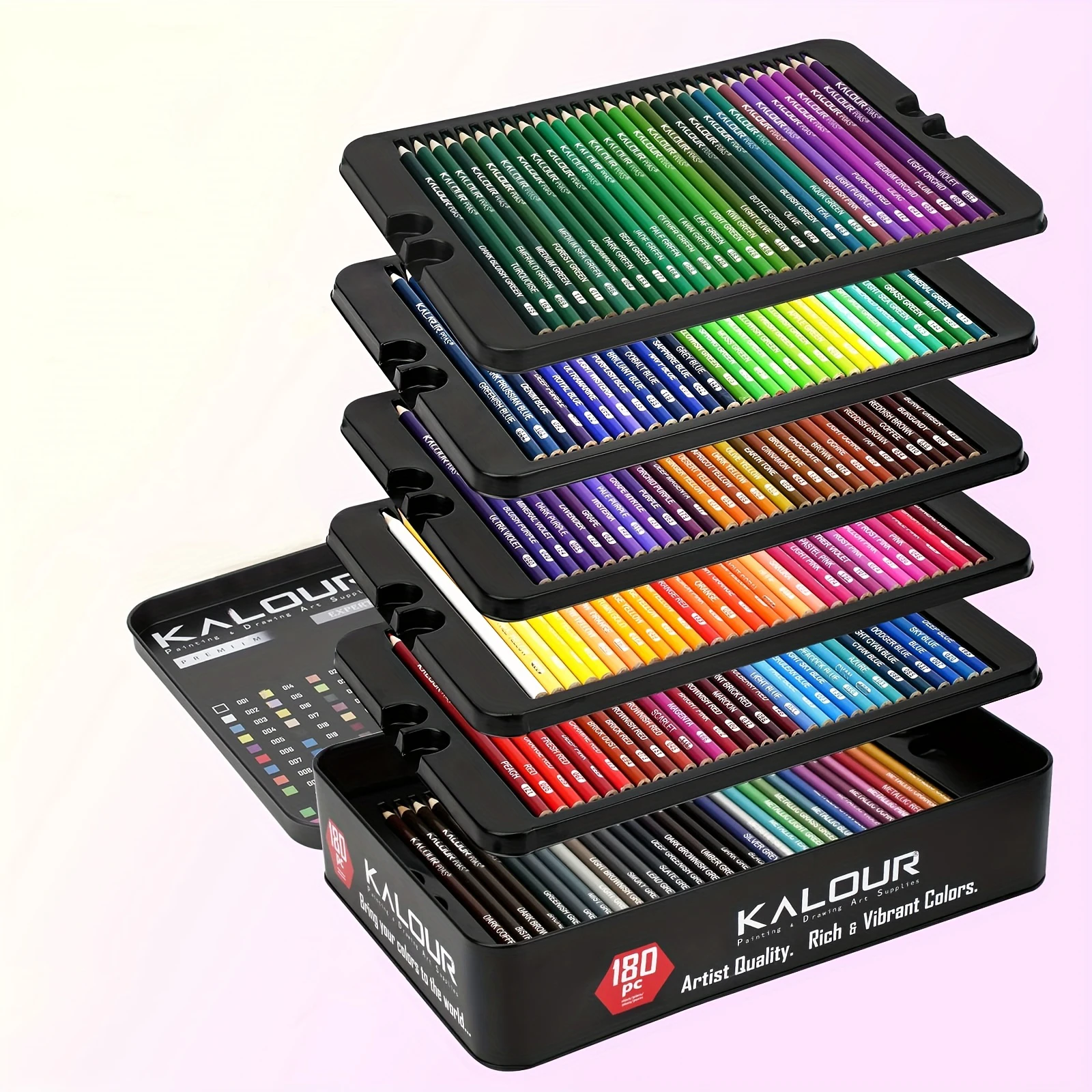 Set di matite colorate oleose da 180 colori Confezione regalo in ferro Pittura Matita da colorare Set di creazione artistica Matita da disegno Set di arte per la scuola Regalo 5