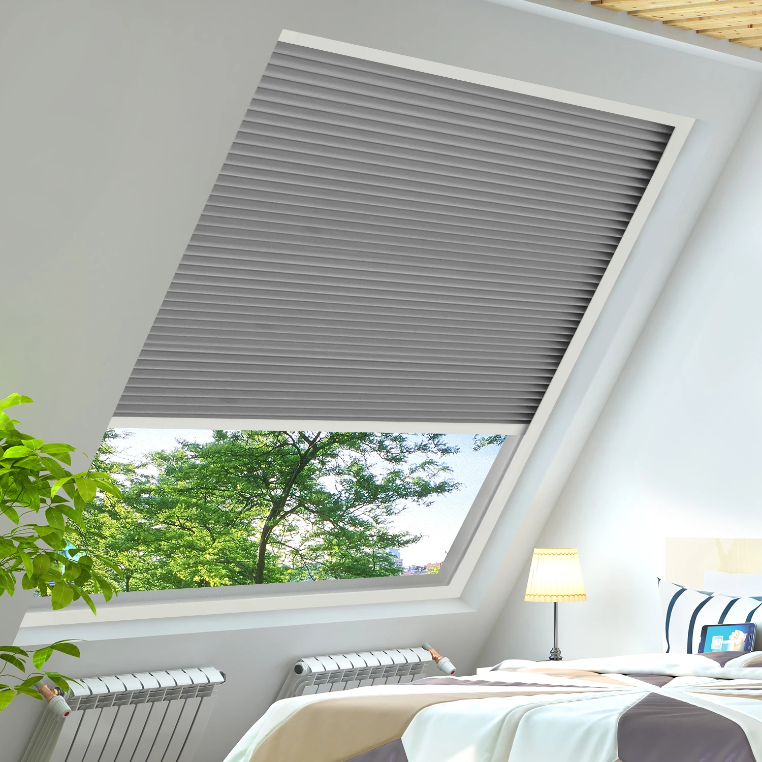 TIPIACE Paralumi per finestre completamente oscuranti in tessuto, tende cellulari a nido d'ape senza fili, motivo manuale, lucernario 1