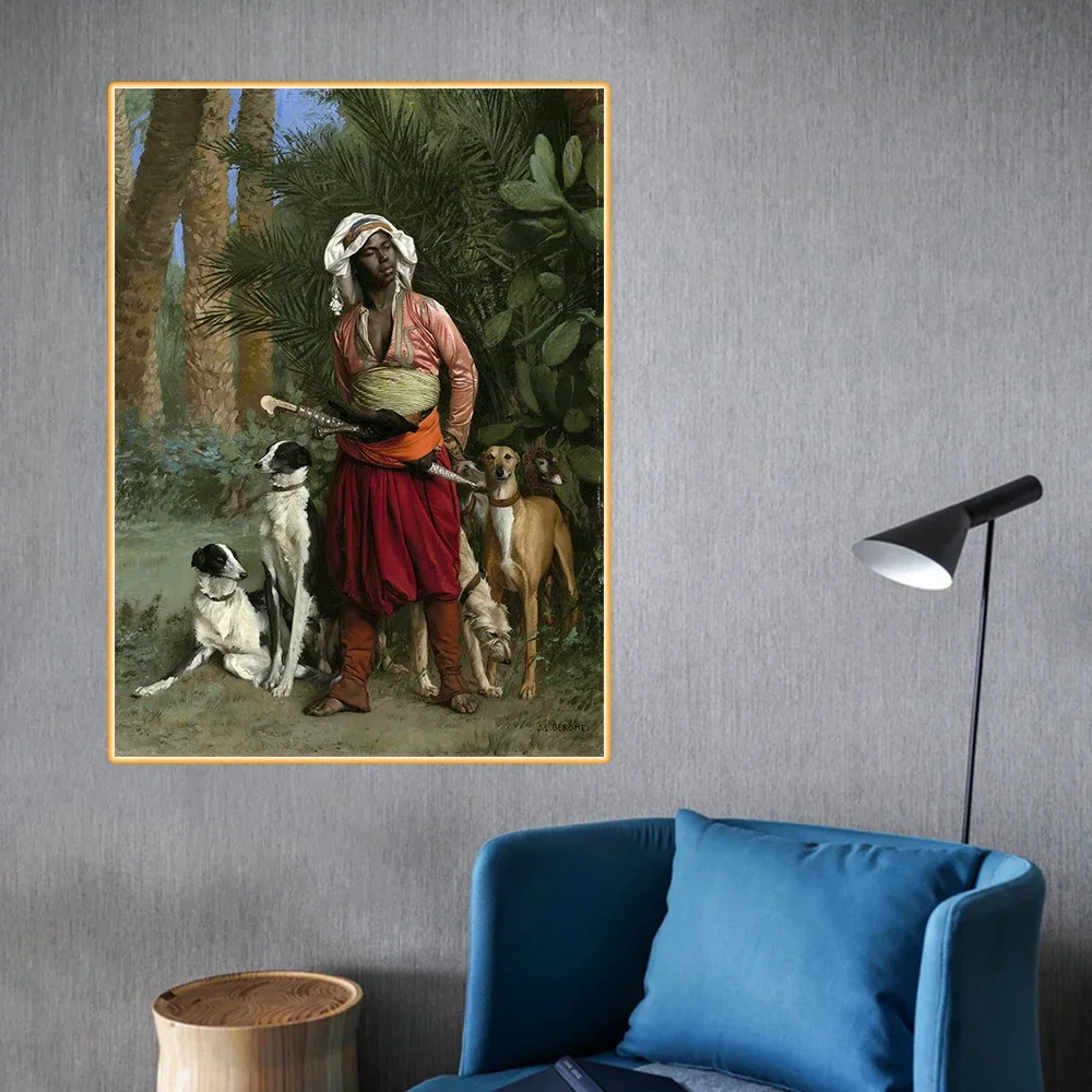 Jean-Leon Gerome "Mestre dei Hounds" Pittura a olio su tela Famoso opera d'arte Stampa fotografica Poster Decorazione della parete Decorazione della casa 2