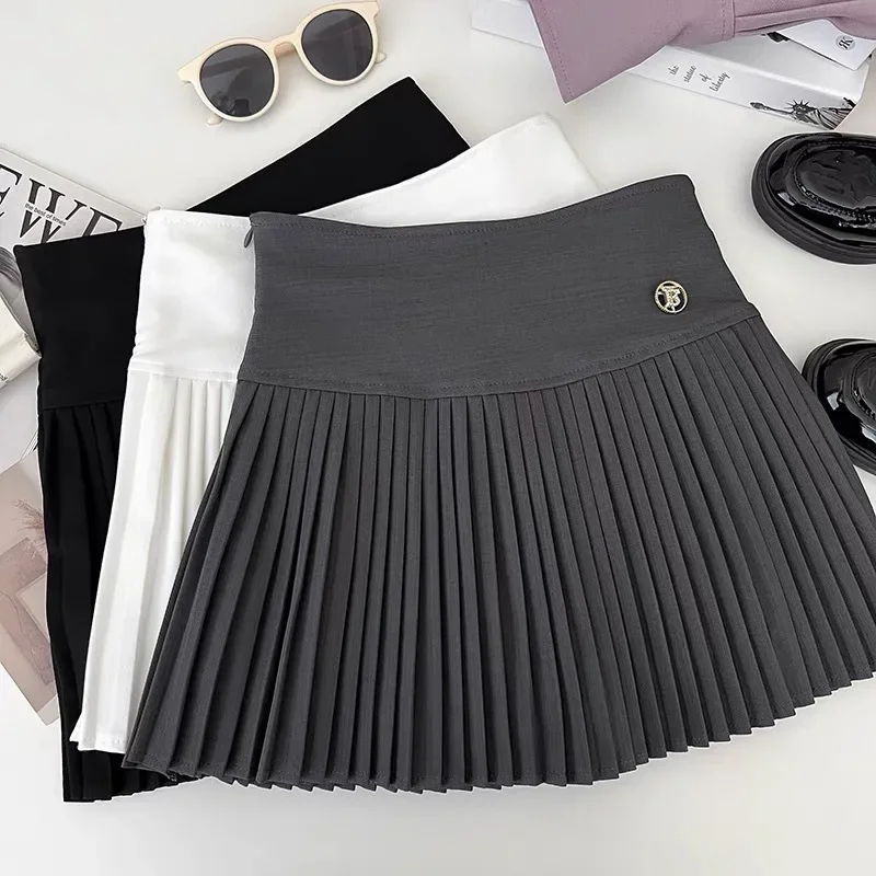 Mini abito dimagrante elegante a vita alta per le donne Estate 2024 Gonna a pieghe a linea A anti-esposizione di nuovo stile 2