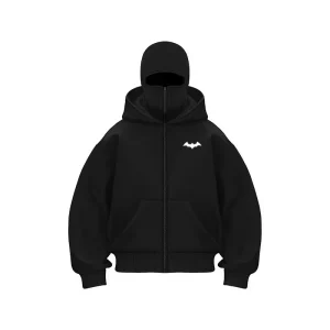 Nuova felpa con cappuccio balaclava retrò Y2k hip hop per uomini e donne, felpa ninja 4f, felpa con cerniera per coppie autunno/inverno Conforta 1